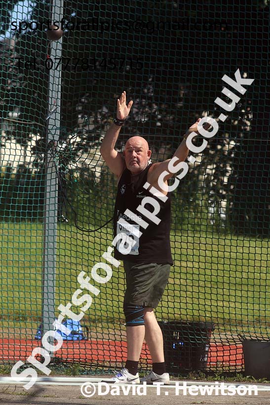 Mens hammer, 2024 NE Masters Track and Field Champs., Monkton Stadium, Jarrow.  Photo: David T. Hewitson/Sports for All Pics